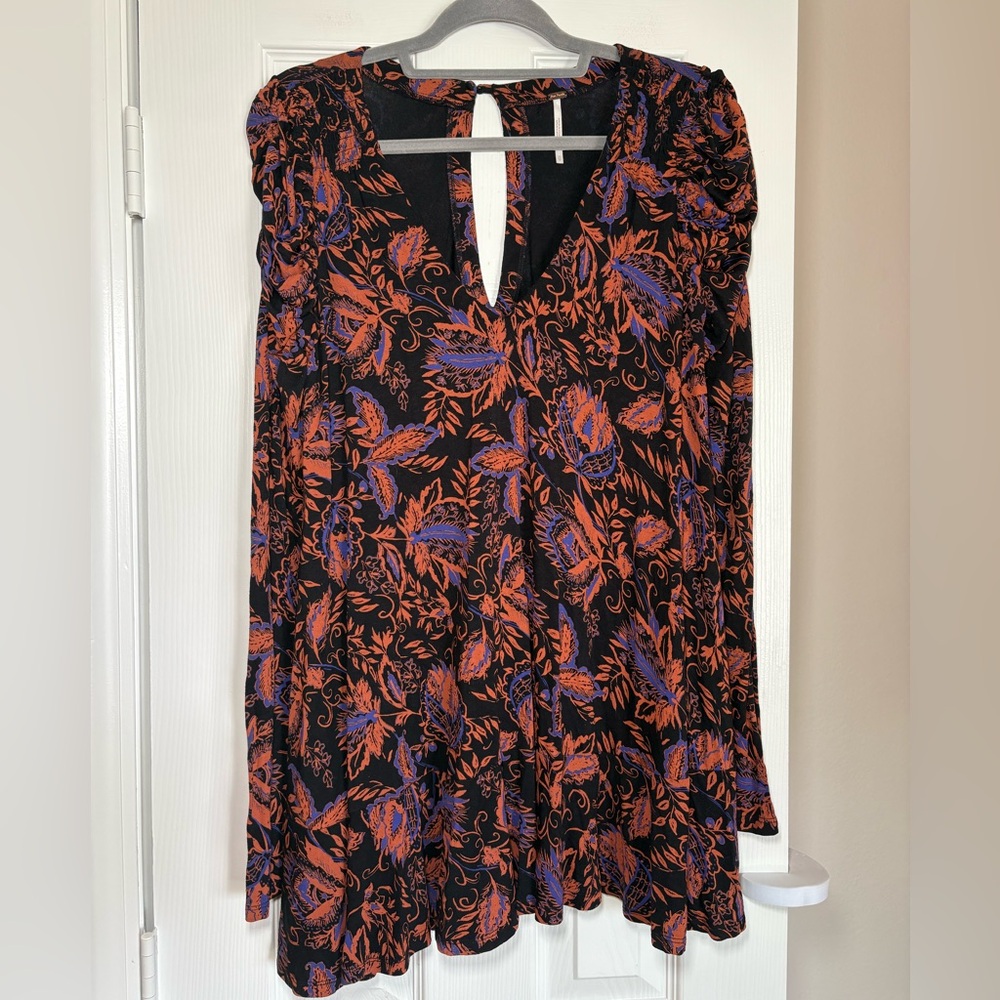 FREE PEOPLE Hello Lover Ruched Long Sleeve Printed Tunic XS - Picture 3 of 10